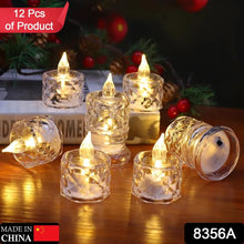 12 Pcs Flameless and Smokeless Decorative Acrylic Candles Transparent Led Tea Light Candle for Gifting, House, Diwali, Christmas, Festival, Events Decor Candles, Diwali