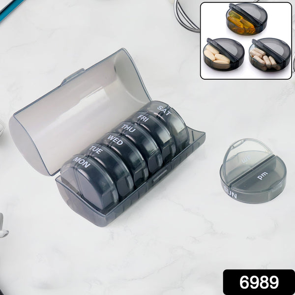 Weekly Pill Organizer 2 Times a Day Travel 7 Day Pill Box Twice a Day Daily Medicine Pill Case with Large Compartments